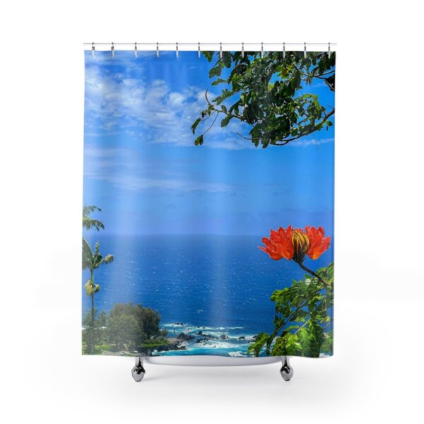 Kailani Shower Curtain | Home decor | Nature bathroom | Landscape photography | Flower and Ocean - Image 2