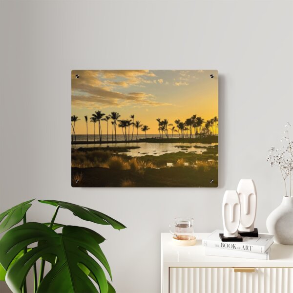 Serenity in Paradise: Hawaiian Sunset Acrylic Wall Art Panel - Image 3
